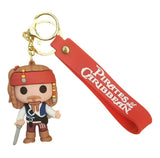 3D PVC Figure Keychain - Pirates of the Caribbean - Captain Jack Sparrow Holding Sword