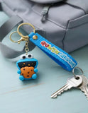 3D PVC Figure Keychain - Plaza Sesamo - Cookie Monster Eating Cookie