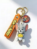 3D PVC Figure Keychain - Tom and Jerry - Nibbles Holding Cheese