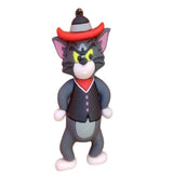 3D PVC Figure Keychain - Tom and Jerry - Tom Cowboy Hat Vest