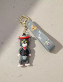 3D PVC Figure Keychain - Tom and Jerry - Tom Cowboy Hat Vest