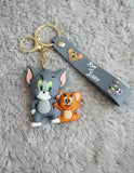 3D PVC Figure Keychain - Tom and Jerry - Leaning