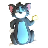 3D PVC Figure Keychain - Tom and Jerry - Tom Happy Holding Cheese