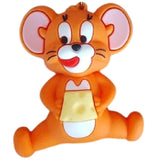 3D PVC Figure Keychain - Tom and Jerry - Jerry Sitting Holding Cheese
