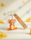 3D PVC Figure Keychain - Tom and Jerry - Jerry Sitting Holding Cheese