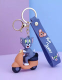 3D PVC Figure Keychain - Tom and Jerry - Tom Riding Scooter