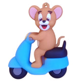 3D PVC Figure Keychain - Tom and Jerry - Jerry Riding Scooter
