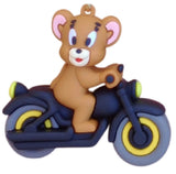 3D PVC Figure Keychain - Tom and Jerry - Jerry Riding Motorcycle