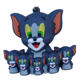 3D PVC Figure Keychain - Tom and Jerry - Tom With Kittens