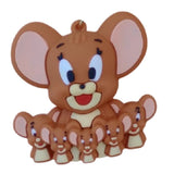3D PVC Figure Keychain - Tom and Jerry - Jerry With Baby Mice