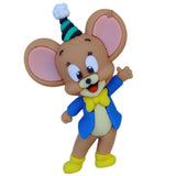 3D PVC Figure Keychain - Tom and Jerry - Tuffy Party Hat Waving