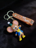3D PVC Figure Keychain - Tom and Jerry - Tuffy Party Hat Waving