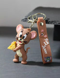 3D PVC Figure Keychain - Tom and Jerry - Jerry Holding Cheese