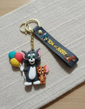 3D PVC Figure Keychain - Tom and Jerry - Tom Jerry Holding Balloons
