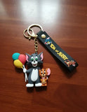 3D PVC Figure Keychain - Tom and Jerry - Tom Jerry Holding Balloons