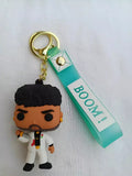 3D PVC Figure Keychain - Tren Bala El Lobo - Wolf White Suit Holding Knife