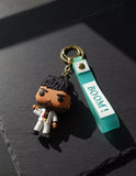 3D PVC Figure Keychain - Tren Bala El Lobo - Wolf White Suit Holding Knife