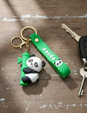 3D PVC Figure Keychain - Oso Panda - Panda Clinging To Bamboo