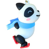 3D PVC Figure Keychain - Oso Panda - Panda Ice Skating Scarf