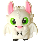 3D PVC Figure Keychain - How to Train Your Dragon - Chibi Light Fury Tongue Out