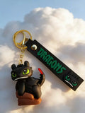 3D PVC Figure Keychain - How to Train Your Dragon - Toothless Sitting Red Tail Fin