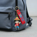 3D PVC Figure Keychain - One Piece - Chibi Luffy Waving