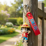 3D PVC Figure Keychain - One Piece Monkey D Luffy - Chibi Luffy Waving
