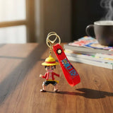 3D PVC Figure Keychain - One Piece Monkey D Luffy - Luffy Straw Hat Wild Face