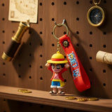 3D PVC Figure Keychain - One Piece Monkey D Luffy - Chibi Luffy Surprised