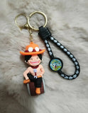 3D PVC Figure Keychain - One Piece Portgas D Ace - Ace Sitting On Barrel