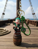 3D PVC Figure Keychain - One Piece Roronoa Zoro - Chibi Zoro Sitting On Barrel
