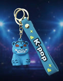 3D PVC Figure Keychain - KPop Demon Hunters - Blue Tiger Demon Sitting