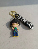 3D PVC Figure Keychain - KPop Demon Hunters - Jiwoo Green Top Blue Pants