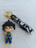 3D PVC Figure Keychain - KPop Demon Hunters - Jiwoo Green Top Blue Pants