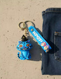 3D PVC Figure Keychain - KPop Demon Hunters - Blue Tiger Witch Hat