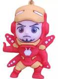 3D PVC Figure Keychain - Iron Man Superheroes - Chibi Iron Man Helmet Up