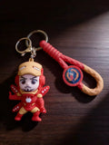 3D PVC Figure Keychain - Iron Man Superheroes - Chibi Iron Man Helmet Up