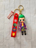3D PVC Figure Keychain - Batman Harley Quinn - Joker Purple Coat Skirt
