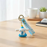 3D PVC Figure Keychain - Sanrio - Cinnamoroll Blue Dress Holding Bear