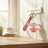 3D PVC Figure Keychain - Cinnamoroll De Hello Kitty - Cinnamoroll In Pink Teacup