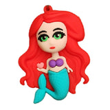 3D PVC Figure Keychain - Disney Princess - Ariel Mermaid Holding Heart
