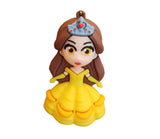 3D PVC Figure Keychain - Disney Princess - Chibi Belle Yellow Gown