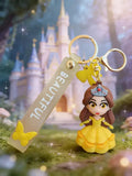 3D PVC Figure Keychain - Disney Princess - Chibi Belle Yellow Gown