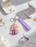 3D PVC Figure Keychain - Disney Princess - Chibi Rapunzel Purple Dress