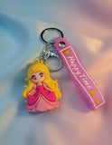 3D PVC Figure Keychain - Disney Princess - Chibi Princess Peach Pink Gown