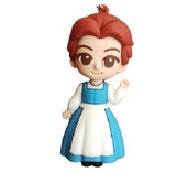 3D PVC Figure Keychain - Disney Princess - Belle Village Dress Waving