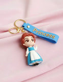 3D PVC Figure Keychain - Disney Princess - Belle Village Dress Waving