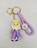 3D PVC Figure Keychain - Harry Potter - Dumbledore Purple Robe Holding Wand