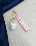 3D PVC Figure Keychain - Hello Kitty - Blue Skirt Outfit