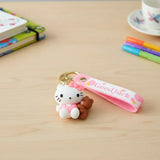 3D PVC Figure Keychain - Hello Kitty - Holding Teddy Bear